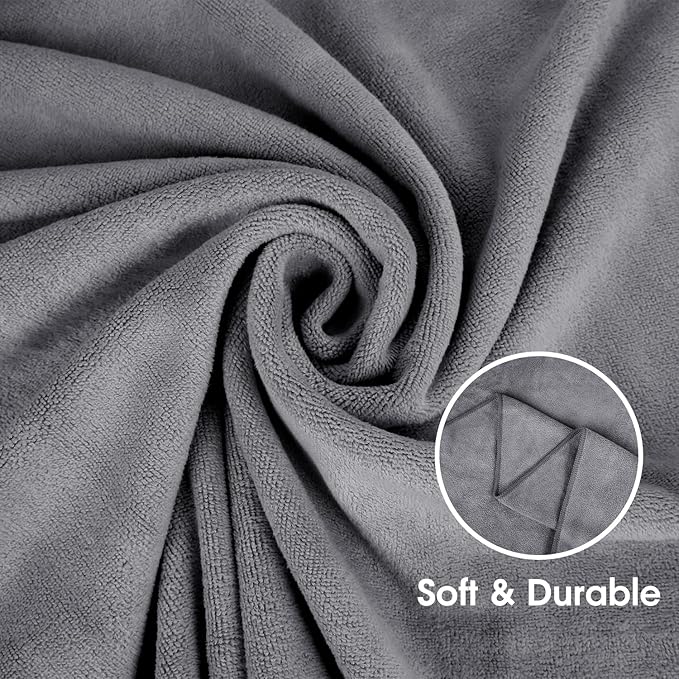 JML Microfiber Towels, Bath Towel Sets (6 Pack, 27" x 55") - Extra Absorbent, Fast Drying, Multipurpose for Bath, Swimming, Fitness, Sports, Yoga, Grey, Yellow, Green