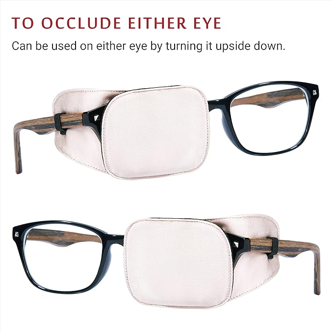 Astropic Silk Eye Patch for Adults Kids Glasses to Cover Either Eye (Medium, Creamy Beige)