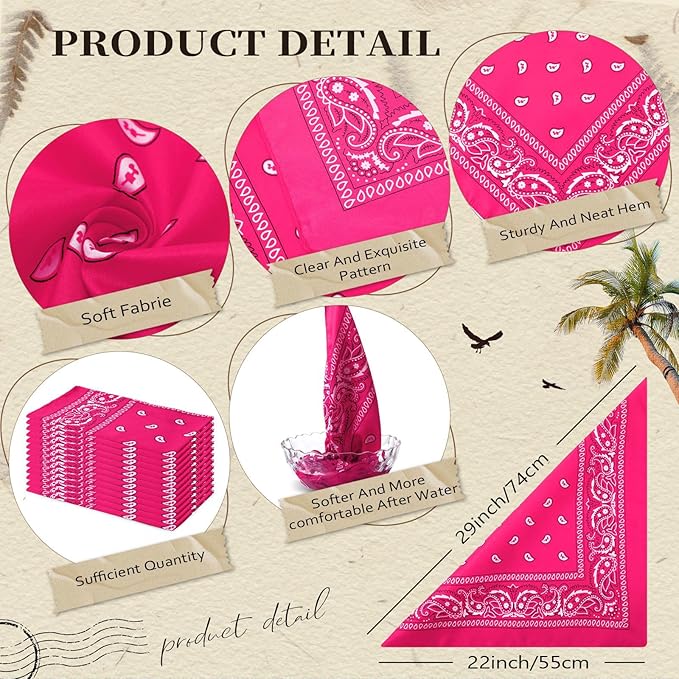 Suhine 12 Pcs Bandanas Bulk 22 x 22 Inch Paisley Headband Cowboy Handkerchief Christmas Thanksgiving Gift for Women Men