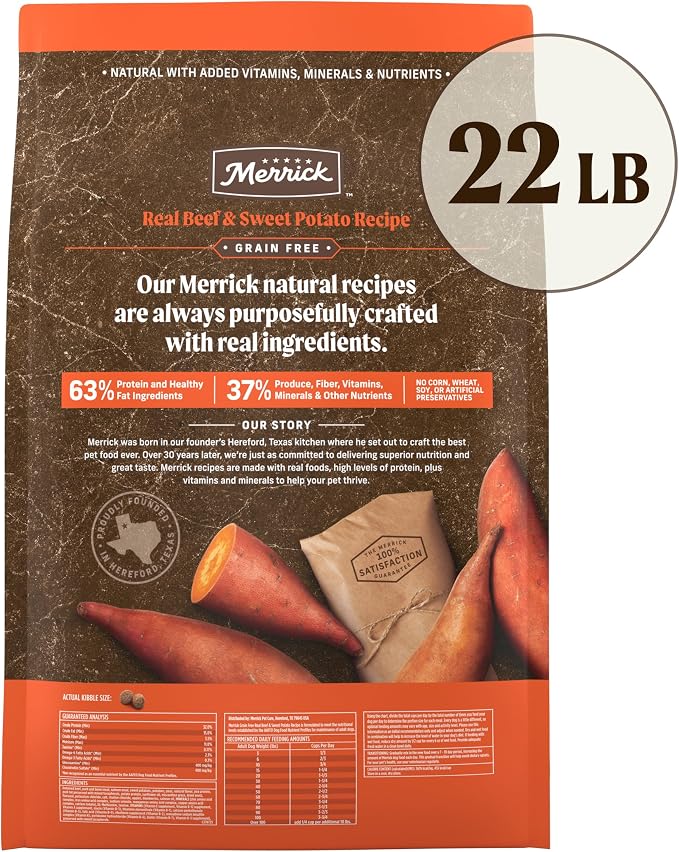 Merrick Premium Grain Free Dry Adult Dog Food, 22 lb Bag