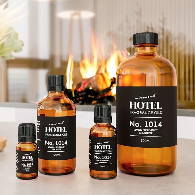AirScent Hotel Diffuser Oil No. 1014 - Iconic 5-Star Hotel Blend - 30 mL | Lemon Bergamot Sea Breeze - Coastal Blend - Fragrance Oil for Ultrasonic and Waterless Diffusers and Crafting