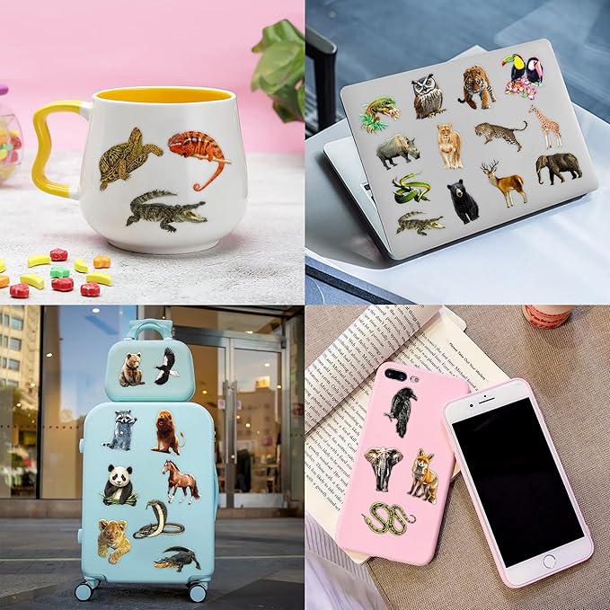 96 PCS Realistic Wildlife Jungle Animal Pre-Cut Temporary Tattoos Sticker Reptile Birthday Party Decorations Supplies Favors Gifts Boys Girls Zoo Cute Fake Tattoo School Reward Themed (Normal)
