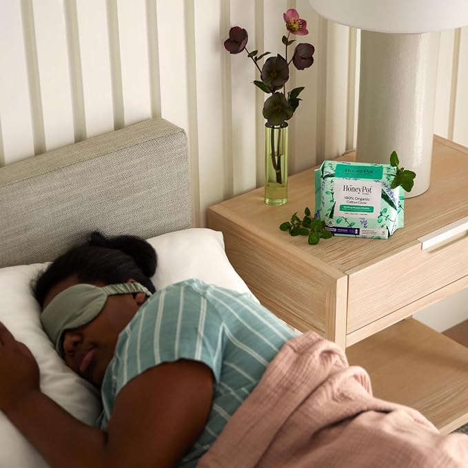 The Honey Pot Company - Herbal Sanitary Pads for Women - Heavy Flow Overnight w/Wings - Infused w/Essential Oils for Cooling Effect & Organic Cotton Cover - Feminine Care - 11 ct