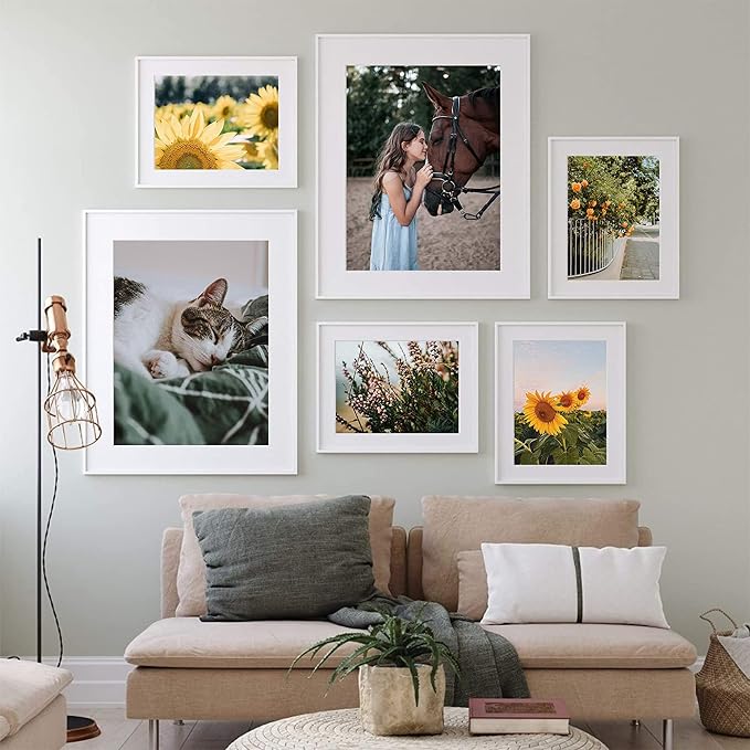 upsimples 4x6 Picture Frame Set of 10, Display Pictures 3.5x5 with Mat or 4x6 Without, Multi Photo Frames Collage for Wall or Tabletop Display, White | Fit 3.5x5 and 4 x 6 Photos, Wall or Tabletop Display, For Gallery Hallway Living Room, For Christmas...