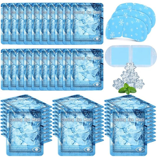 Newcotte 18 Pack Cooling Eye Masks Mint Scented Disposable Hydrogel Eye Patches for Puffy, Dark Circles, Dry Eyes Cooling Sensation Individually Wrapped Travel Size Relaxation Gifts for Men Women