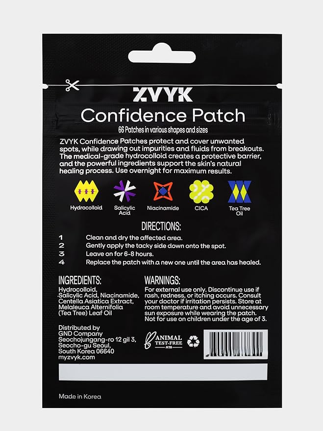 Cute Pimple Patches for Face - Tattoo Style Hydrocolloid Acne Patches (Confidence Patch) with Star Designs (66 Cute Patches) - Vegan & Cruelty-Free