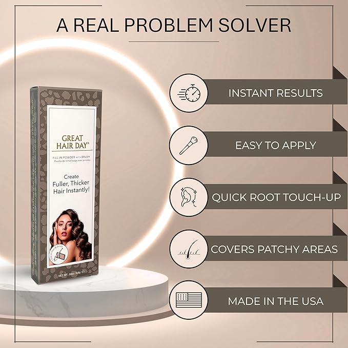 Joan Rivers Great Hair Day Root Touch Up Powder – Fill-in Powder for Thicker, Fuller Looking Hair (Red)