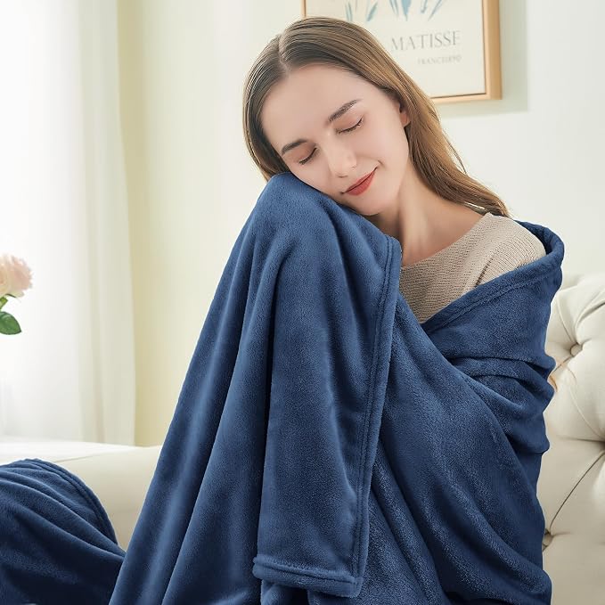 BEDELITE Fleece Blanket Soft Plush Queen Size Bed Blanket Navy 90"x90" | Ultra Soft Fleece, Plush Microfiber, Lightweight Warmth, All Season Comfort, Fade Resistant, Machine Washable,Perfect for Bed