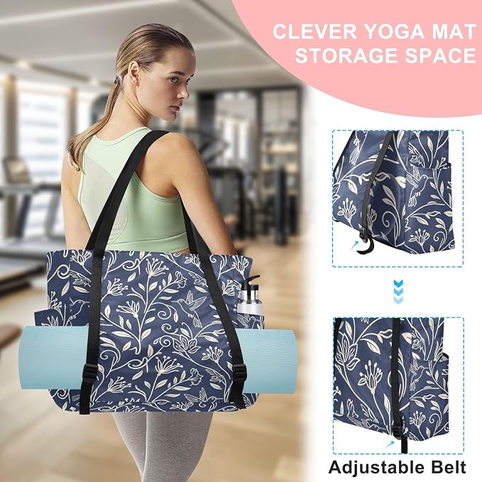 MCHIVER Yoga Bag for Women Men Large Yoga Mat Bag with Adjustable Strap Workout Bags Totes for Pilates Yoga Travel