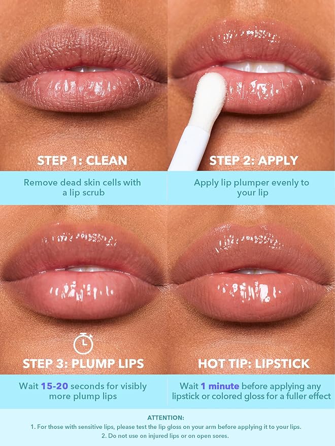 SHEGLAM Hot Goss Plumping Lip Gloss Instant Volumising High Shine Finish Moisturizing Lip Plumper Gloss Reduce Lip Fine Lines Non-Sticky-Ice Queen