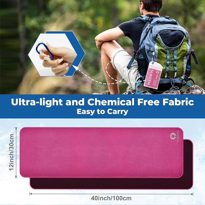 Sukeen Cooling Towels 4 Pack (40"x 12"), Microfiber Cool Towel,Soft Breathable Chilly Towel for Yoga, Golf, Gym, Camping, Running, Workout & More Activities