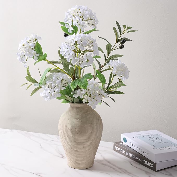 Ceramic Flower Vase Home Decor, 9 in Farmhouse Table Vases Rustic Vintage Living Room Kitchen Bedroom Pottery Decorative Vases for Flowers House Book Shelf Office Coffee Desk Dining Entryway, Retro