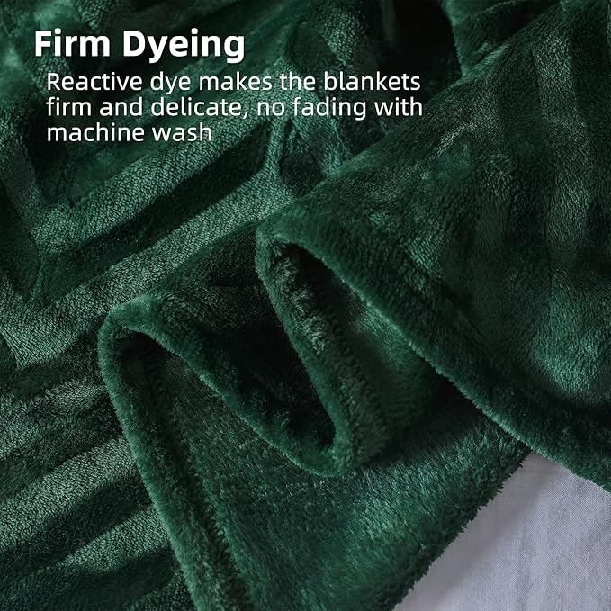 Whale Flotilla Flannel Fleece Fall Bed Blanket King Size, Emerald Green | Lightweight Breathable Soft Bedspread, Plush Fluffy Coverlet Chevron Design Decorative Blanket for Home Life, 90x104 Inch