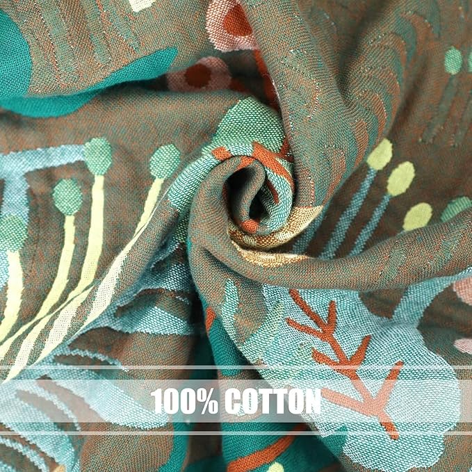 LUTBM Boho Throw Blanket for Bed Cotton Soft Lightweight Quilt Summer Blanket Twin Forest Tiger Embroidery Home Decor Breathable Bed Blankets,60"x80" All Season Throw for Sofa Couch Chair