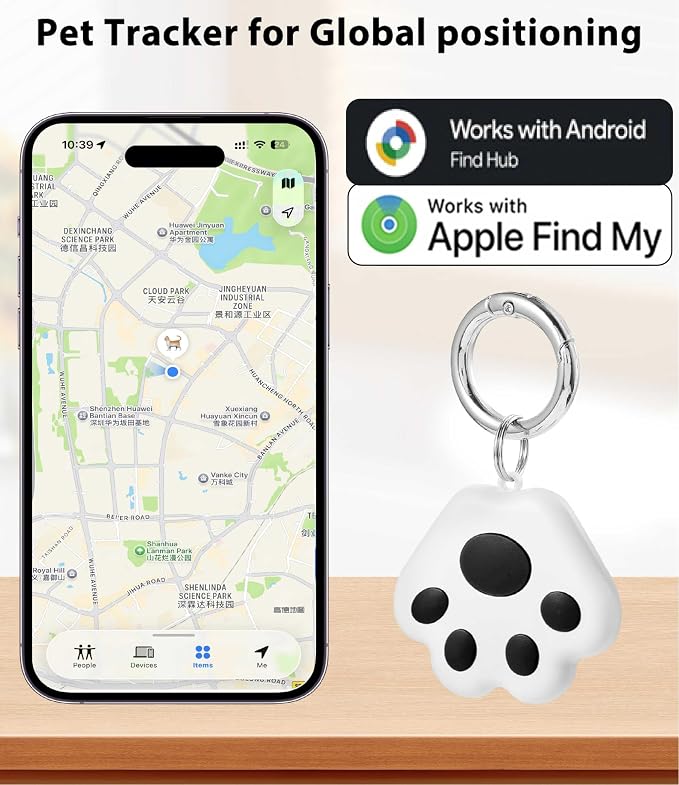 Pet GPS Tracker for Dog and Cat: Dogs and Cats Small Tracking Tag for Google and iOS with No Subscription No Fee - Smart Pets Trackers Waterproof Dustproof Extra Long Batteries Life of 360 Days