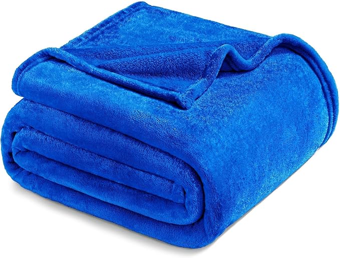 Exclusivo Mezcla Soft Fleece Blanket Twin Size for Bed, Cobalt Blue | 60x80 Inches, Double-Sided Brushed Flannel, Lightweight Plush Cozy Blanket for Home Decor, All Season, Machine Washable