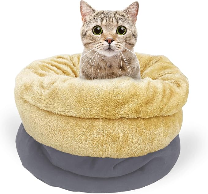 4 in 1 Self Warming Burrow Cat Bed Hideway Sleeping Cuddle Cave | Keep Warming, Machine Washable, Easy to Clean, Soft & Comfortable, Pet Beds fo Cats & Dogs, Cozy Privacy Nook