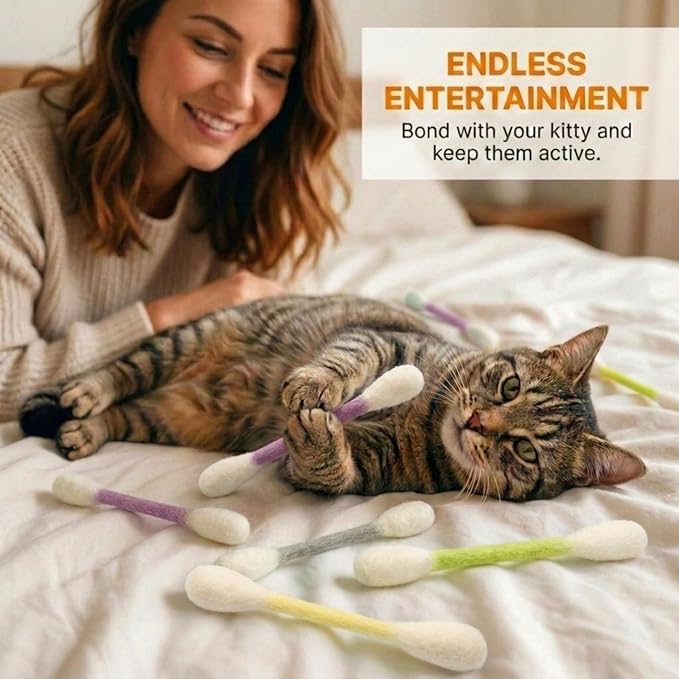 Glaciart One Swabs Cat Toys with Catnip - 6 Pk | Durable for Chew, Cute Cat Toys Interactive Kitty for Boredom, Exercise, & Play | Filled w/Organic Catnip for Anxiety & as Digestive Aid | Gift Idea