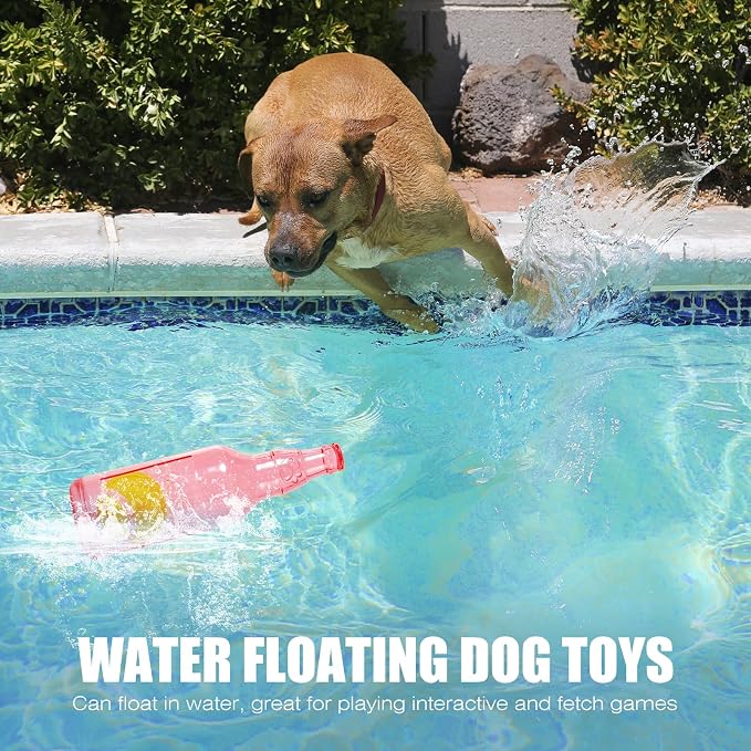 Dog Toy, Dog Squeak Toy, Floating Dog Toy, Interactive Fetch Toy for Play and Training, Bottle Shape with Tennis Ball Inside (Single Small)