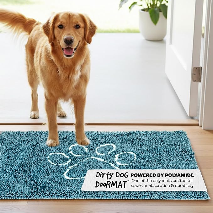 Dog Gone Smart Dirty Dog Doormat - Fast Drying Rug with Super Gripper Backing for Clean Floors - Super Absorbent and Machine Washable Mat for Muddy Paws - Pacific Blue | Super Gripper Backing for Clean Floors - Absorbent Microfiber and Machine Washable...