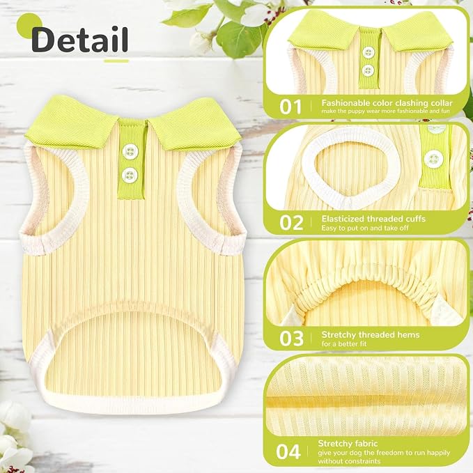 Dog Tshirts for Small Dogs Polo Shirt Stretchy Dog T Shirt Breathable Dogs Cooling Vest Girl Boy Puppy Dachshund French Bulldog Frenchie Chihuahua Clothes