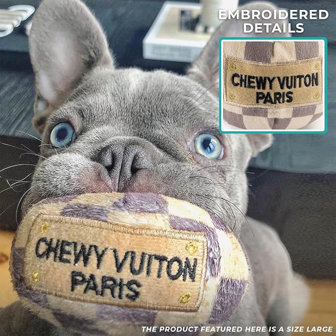 Haute Diggity Dog Chewy Vuiton Bone Ball & Handbag Designer Plush Dog Toy