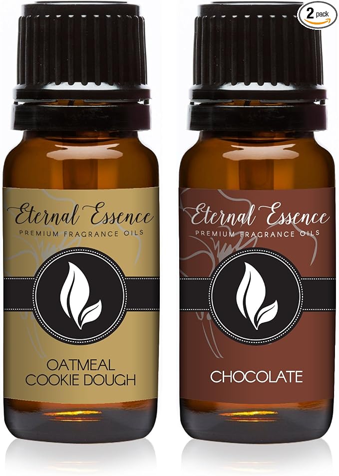 Eternal Essence Oils 2 Pack 10ml Premium Fragrance Oil - Oatmeal Cookie Dough & Chocolate - for Candle, Soap Making, Aromatherapy, Diffusers, Home Care, & Humidifiers