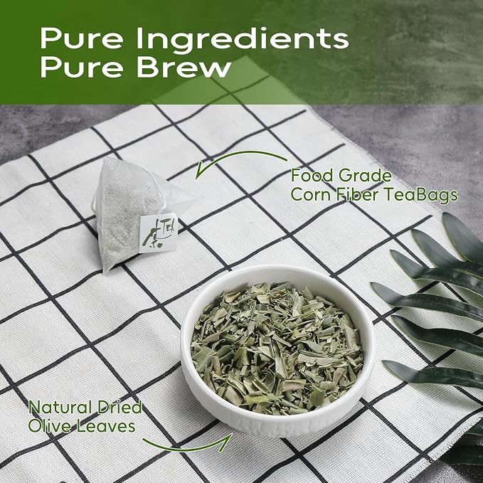 FullChea - Olive Leaf Tea Bags, 40 Count, Dried Olive Leaves | Premium olive leaf herbal tea, non-GMO, caffeine-free, rich in antioxidants for daily wellness