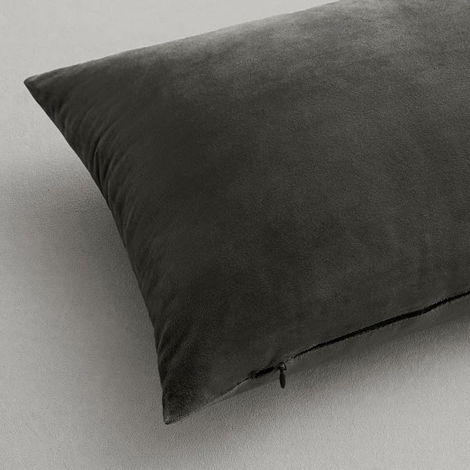 MIULEE Velvet Throw Pillow Covers 22x22 Inch Pack of 2 Medium Gray | Soft Solid Decorative Pillow Covers, Modern Luxury Home Decor, for Couch Chair Sofa Bedroom Livingroom