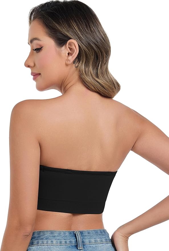 ANGOOL Strapless Bras for Women Wirefree Non-Slip Tube Top Invisible Bralette Seamless Padded Bandeau Bra