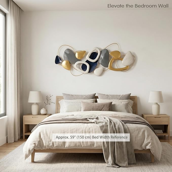 Axioglo 59" Large Wall Decor,3D Abstract Metal Wall Art for Living Room | 59" x 25" metal wall decor with layered metal texture, mounting hardware, two-way display