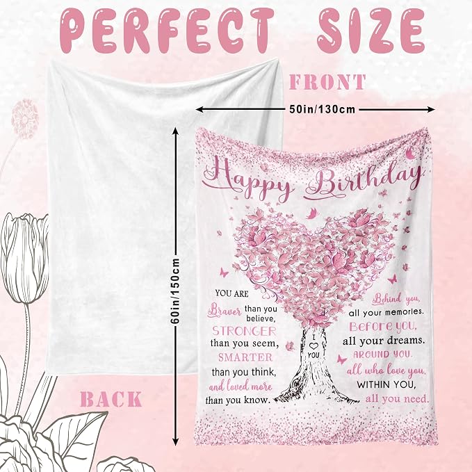 Vuinezo Birthday Gifts for Women Blanket 50"X60" | Birthday Gifts for Girls/Mom/Sister/Wife，Gifts for Her Birthday, Bday Gift for Her
