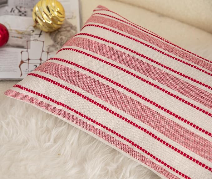 Valentines Lumbar Pillow Covers, Boho Textured Long Accent Pillow Case, Red Pillow Covers 14 x 36 Inch Valentines Day Decoration, Chair Sofa Bedroom Living Room Home Decor Cushion Case, Pack of 1