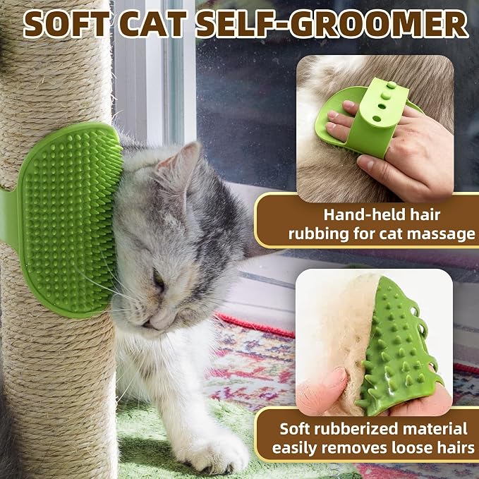 Fantasreen Cat Scratching Post 33'' Tall with Toy, Self Groomer for Indoor Cats