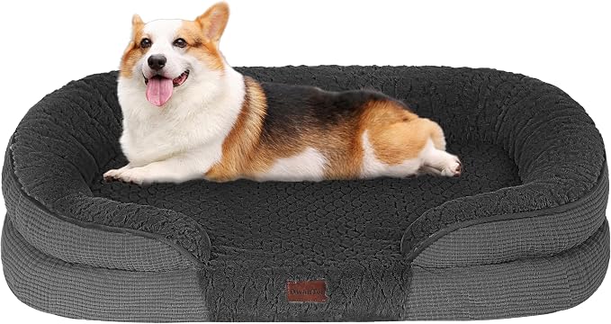 Dwanton Orthopedic Waterproof Medium Dog Bed Sofa, Gel Memory Foam, 36" | Egg-Crate Foam Dog Sofa, Washable Pet Bed with Four Sided Bolster Cushion, Removable Cover & Non-Slip Bottom, Dark Grey-1