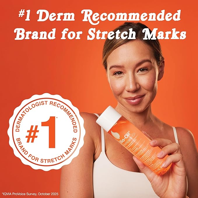 Bio-Oil Skincare Body Oil Serum for Scars and Stretch Marks, Face and Body Moisturizer with Vitamin E & A for Sensitive Dry Skin, Dermatologist Recommended, Travel Size, .85 oz, Pack of 3