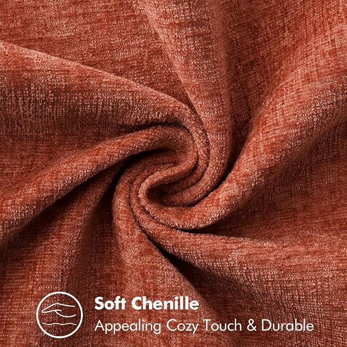 MIULEE Fall Decorative Couch Throw Pillow Covers 18x18 Inch Burnt Orange | 2 Pack, Terracotta Farmhouse Pillow Covers with Stitched Edge, Soft Chenille Cushion Cases, Sofa Bed Living Room Home Decor