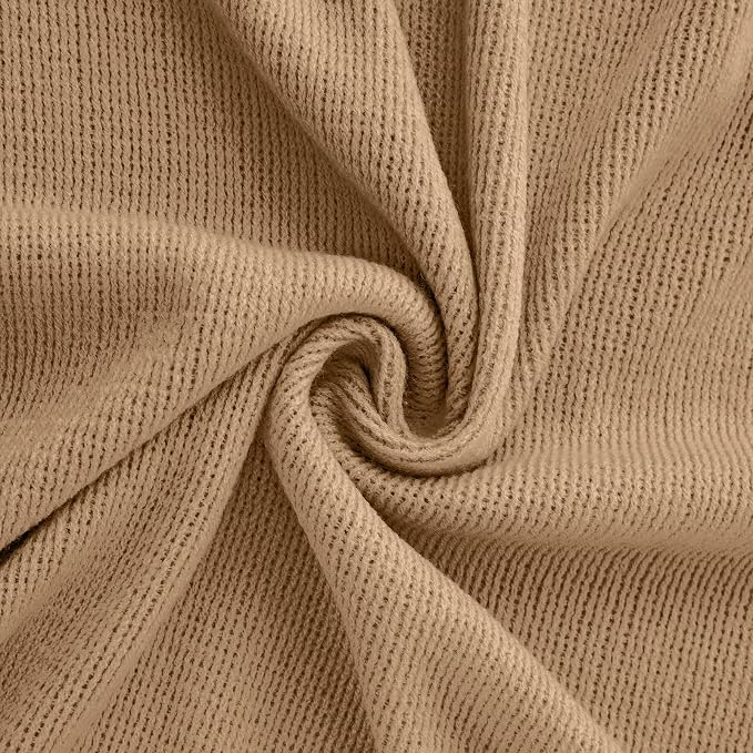 Vonty Light Brown Knitted Throw Blanket with Tassels Fringe, 60x80 Acrylic | Super Soft And Lightweight, Year-Round Cozy Warmth, Farmhouse Decorative Style, Machine Washable, for Couch, Sofa or Bed