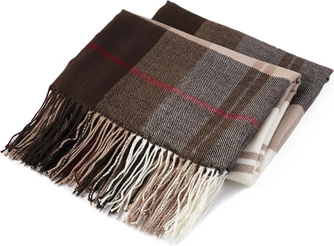 Brown Plaid Throw Blanket for Couch, Fall Buffalo Plaid Blanket 50"x60" | Lightweight Farmhouse Throw Blanket, Rustic Country Blankets, Decorative Woven Throws with Tassels, Ideal for Bed Sofa Men