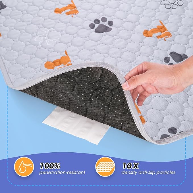 WanpeeGoo Washable Pee Pads for Dogs, Waterproof, 65 x 48 in, 1 Pack, Orng | Super Absorbent, Waterproof and Non-Slip; Washable, Reusable Dog Pads for Crates, Playpens, Floors, Furniture and Travel