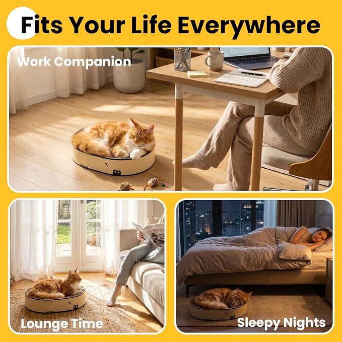 Conlun Oval Cat Scratcher Bed | Scratching Bowl Lounge for Kittens | Medium | Corrugated Cardboard Pad | Concave Shape | No Mess Enclosed Base | Serves as Couch Furniture Protector