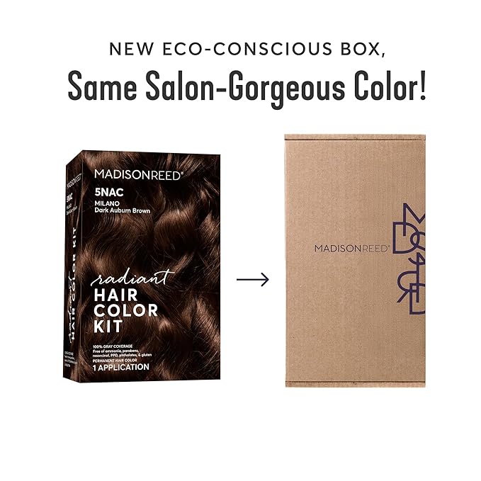 Madison Reed Radiant Hair Color Kit - 5NAC Dark Chocolate Brown with Copper-Auburn Undertones (Milano Brown), Dimensional Gray Hair Blending Permanent Hair Dye, PPD-Free & Ammonia-Free, 2 Pack