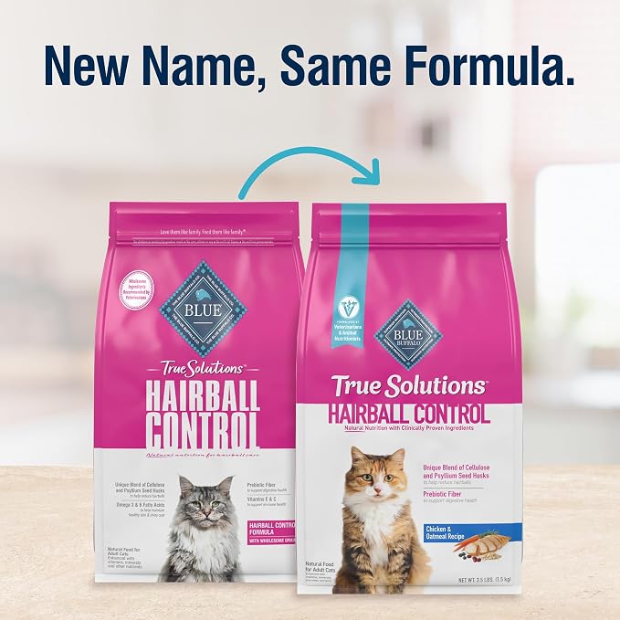 Blue Buffalo True Solutions Hairball Control Chicken Dry Cat Food, 11 lb | Adult Formula, Reduces Hairballs, Clinically Proven Prebiotic Fiber, Veterinarian Formulated