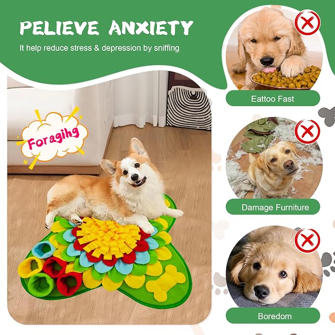 Snuffle Mat for Dogs Pet Treats Feeding for Small Medium Breed Dogs Non-Slip Interactive Dog Puzzle Toys Encourages Natural Foraging Skills
