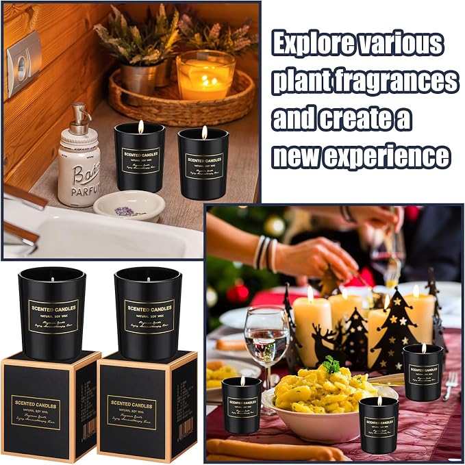 MTLEE 48 Pcs Scented Candles Bulk End of Year Teacher Thank You Gift Candles Wedding Aromatherapy Soy Wax Jar for Birthday CNA Week Appreciation Staff Coworker Guest Favor(Black)
