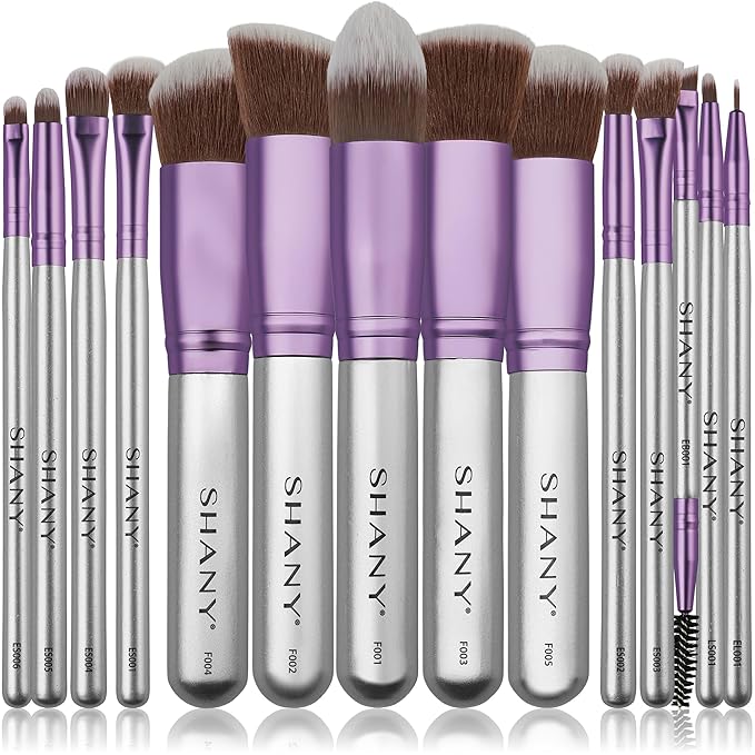 SHANY14 Piece Makeup Brush Set – Elite Cosmetics Brush Collection - Complete Kabuki, Eyes, Face, powder, foundation Makeup Brush Set - Lilac