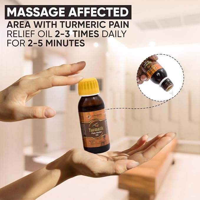 HERBOGANIC Natural Turmeric Oil 2oz 100% Pure and Natural Oil for Massage