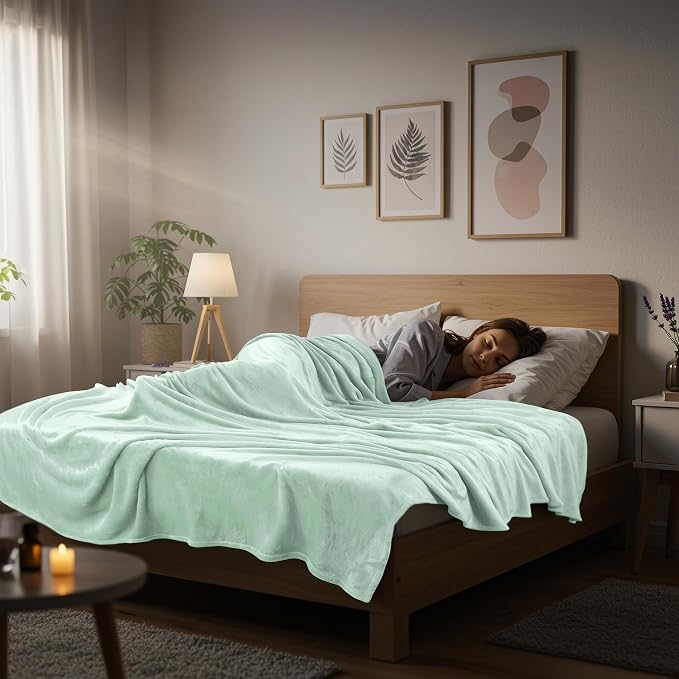 Utopia Bedding Soft Fleece Bed Blanket King Size Mint Green (90x102 Inch) | Microfiber Plush Warm Lightweight Breathable Cozy Blanket Anti-Static, All Season Use, Gift for Women and Men