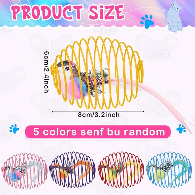 Jecery 5 Pcs Cat Toys Spring,Bird,Multicolor