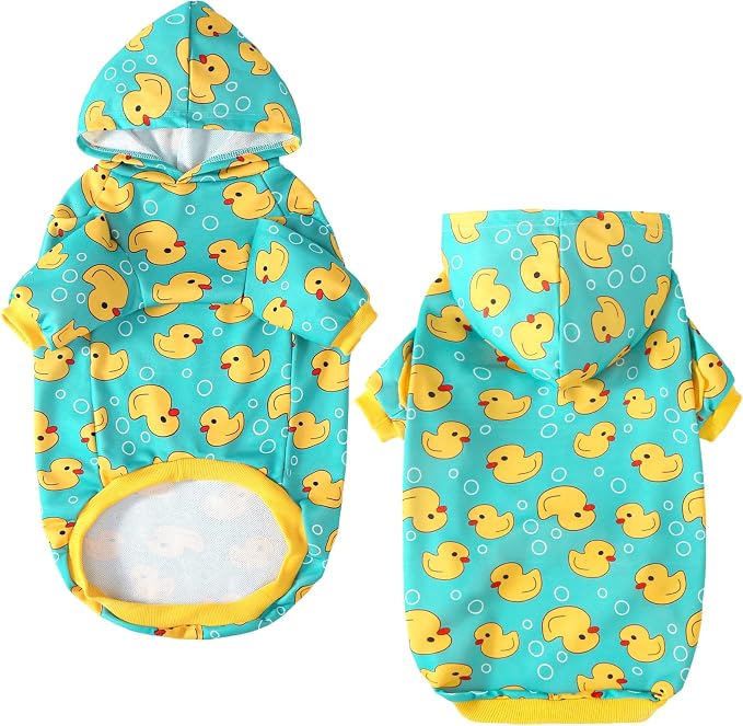 Dog Hoodie Pullover Sweatshirts Soft and Stretch Pets Clothes Yellow Duck Hooded for Medium Large Dogs（Yellow Duck XL）
